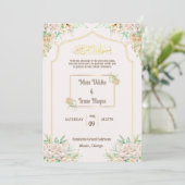Elegante bloemige islamitische nikah-uitnodiging kaart (Staand voorkant)