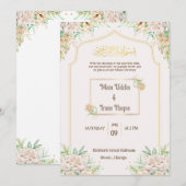 Elegante bloemige islamitische nikah-uitnodiging kaart (Voorkant / Achterkant)