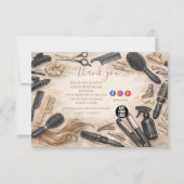 Elegante Bloemige Kapsalon Ontwerp Bedankkaart (Voorkant)