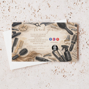 Elegante Bloemige Kapsalon Ontwerp Bedankkaart