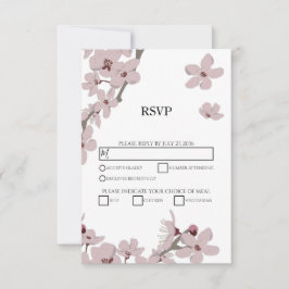 Elegante bloemige kersenbloesem bruiloft RSVP-kaar RSVP Kaartje