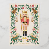 Elegante Bloemige Kerst Notenkraker Ballerina Muzi Folie Feestdagenkaart (Voorkant)