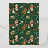 Elegante Bloemige Kerst Notenkraker Ballerina Muzi Folie Feestdagenkaart (Achterkant)