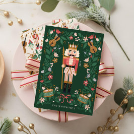 Elegante Bloemige Kerst Notenkraker Ballet Muziekd Feestdagenkaart