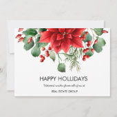 Elegante bloemige Kerstmis rode bloemen Feestdagenkaart (Voorkant)