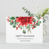 Elegante bloemige Kerstmis rode bloemen Feestdagenkaart (Staand voorkant)