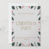 Elegante Bloemige Kerstparty Uitnodiging (Voorkant)