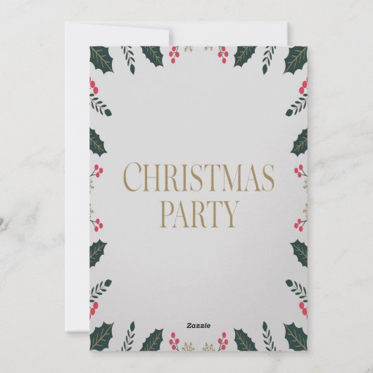 Elegante Bloemige Kerstparty Uitnodiging (Achterkant)