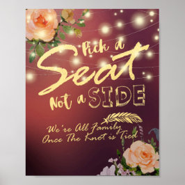 Elegante Bloemige 'Kies Een Stoel Niet Een Kant' T Poster