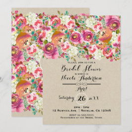 Elegante bloemige & kraft shabby chic bruidsmeisje kaart