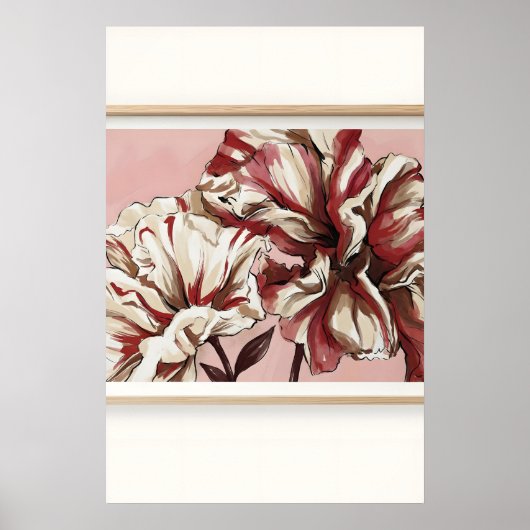Elegante bloemige kunstprint, oversized bloesems poster (Voorkant)
