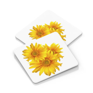 Elegante bloemige landelijke gele zonnebloemen bru kartonnen onderzetters