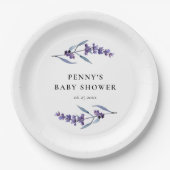 Elegante bloemige lavendel baby shower papieren bordje (Voorkant)