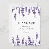 Elegante Bloemige Lavendel Bruidsuitnodiging Bedankkaart (Voorkant)