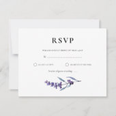 Elegante bloemige lavendel bruiloft RSVP kaartje (Voorkant)