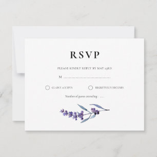 Elegante bloemige lavendel bruiloft RSVP kaartje