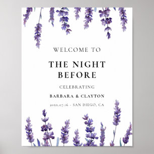 Elegante bloemige lavendel De nacht voor welkom Poster