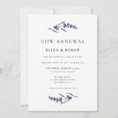 Elegante bloemige lavendel huwelijksbelofte vernie kaart (Voorkant)