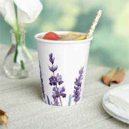 Elegante Bloemige Lavendel Papieren Bekers