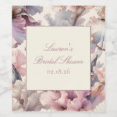Elegante bloemige lavendel & roze bruidsdouche wijn etiket (Enkel label)