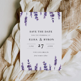 Elegante bloemige lavendel Save the date Kaart