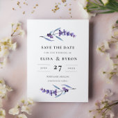 Elegante bloemige lavendel Save the date Kaart