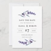 Elegante bloemige lavendel Save the date Kaart (Voorkant)