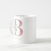 Elegante bloemige letter B roze en ivoren boeket Koffiemok (Voorkant links)
