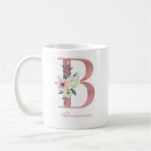 Elegante bloemige letter B roze en ivoren boeket Koffiemok (Links)