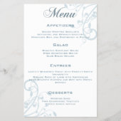 Elegante bloemige lichtblauwe trouwmenu flyer (Voorkant)