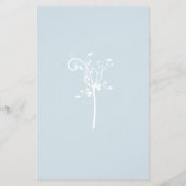 Elegante bloemige lichtblauwe trouwmenu flyer (Achterkant)