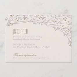 Elegante bloemige lila rustieke trouwreceptiekaart informatiekaartje