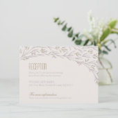 Elegante bloemige lila rustieke trouwreceptiekaart informatiekaartje (Staand voorkant)