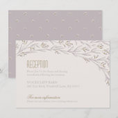 Elegante bloemige lila rustieke trouwreceptiekaart informatiekaartje (Voorkant / Achterkant)