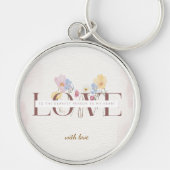 Elegante bloemige LOVE cadeau– Sleutelhanger (Voorkant)