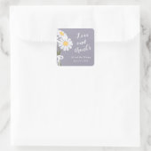 Elegante Bloemige Madeliefjes Lavendel Bedankt Tro Vierkante Sticker (Tas)