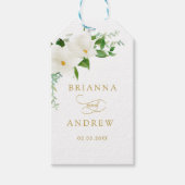 Elegante Bloemige Magnolia Bruiloft Cadeaulabel (Voorkant)