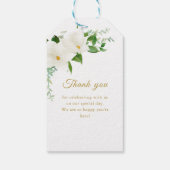 Elegante Bloemige Magnolia Bruiloft Cadeaulabel (Achterkant)