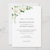 Elegante Bloemige Magnolia Huwelijks QR Code Kaart (Voorkant)