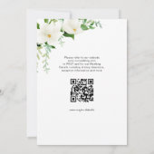 Elegante Bloemige Magnolia Huwelijks QR Code Kaart (Achterkant)