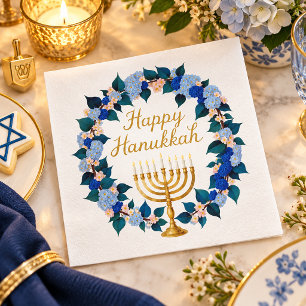 Elegante bloemige Menorah Hanukkah-feestservetten Servet