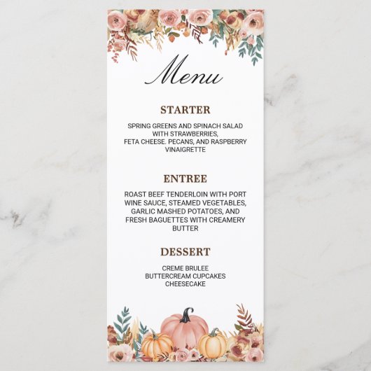 Elegante bloemige menukaart voor evenementen (Voorkant)