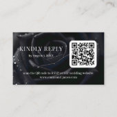 Elegante Bloemige Midnight Rose QR Code Huwelijksr Informatiekaartje (Voorkant)