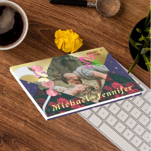 Elegante Bloemige Minimalistische Aangepaste Foto  Gastenboek