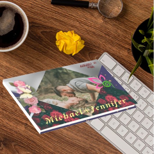 Elegante Bloemige Minimalistische Aangepaste Foto  Gastenboek