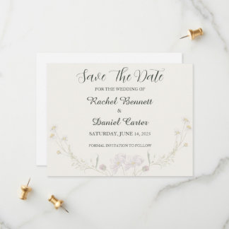 Elegante Bloemige Minimalistische Trouwkaart 'Save Save The Date