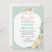 Elegante bloemige mintgroene Pasen brunch uitnodig Kaart (Voorkant)