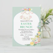 Elegante bloemige mintgroene Pasen brunch uitnodig Kaart (Staand voorkant)
