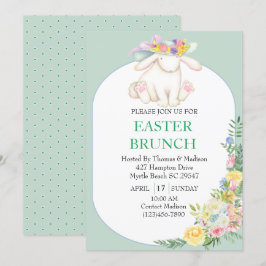 Elegante bloemige mintgroene Pasen brunch uitnodig Kaart