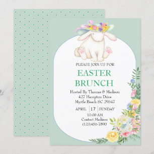 Elegante bloemige mintgroene Pasen brunch uitnodig Kaart